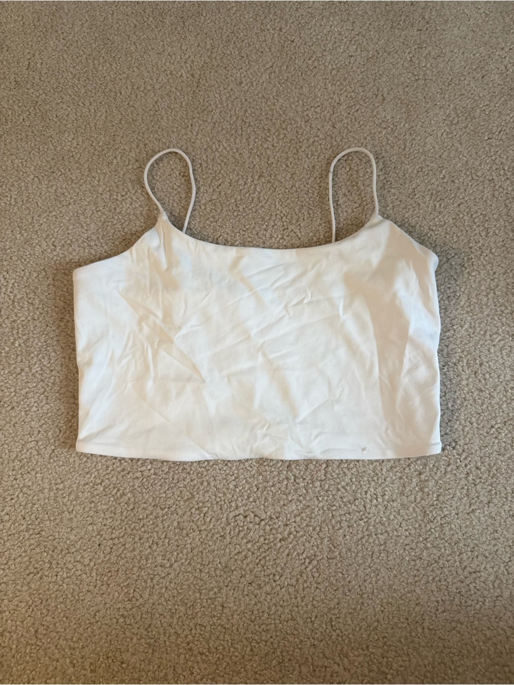 Garage White Spaghetti-Strap Cropped Camisole